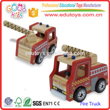 2016 Lovely Cartoon Fire Truck Toy for kid, Red Color Mini Wooden Fire Truck Toy for children, Crafted Mini Fire Truck Toy